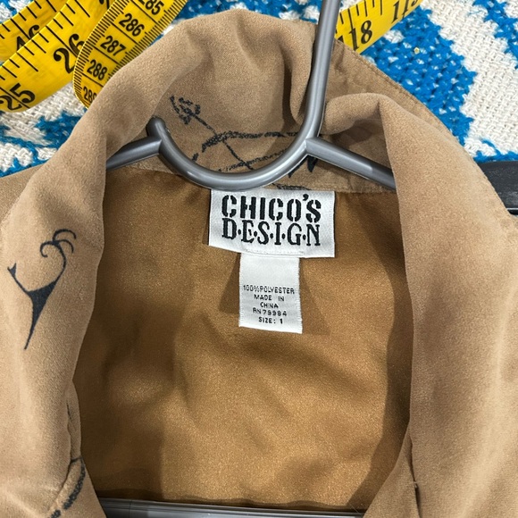 Vintage Chico's light Jacket size L women’s Brown Native - Picture 7 of 11